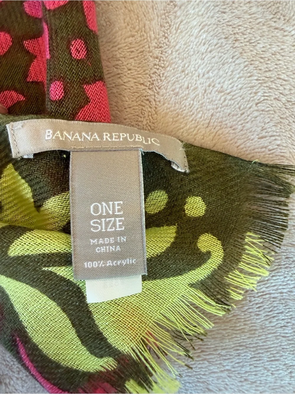 Banana Republic Pink & Green Floral Print Women's Scarf